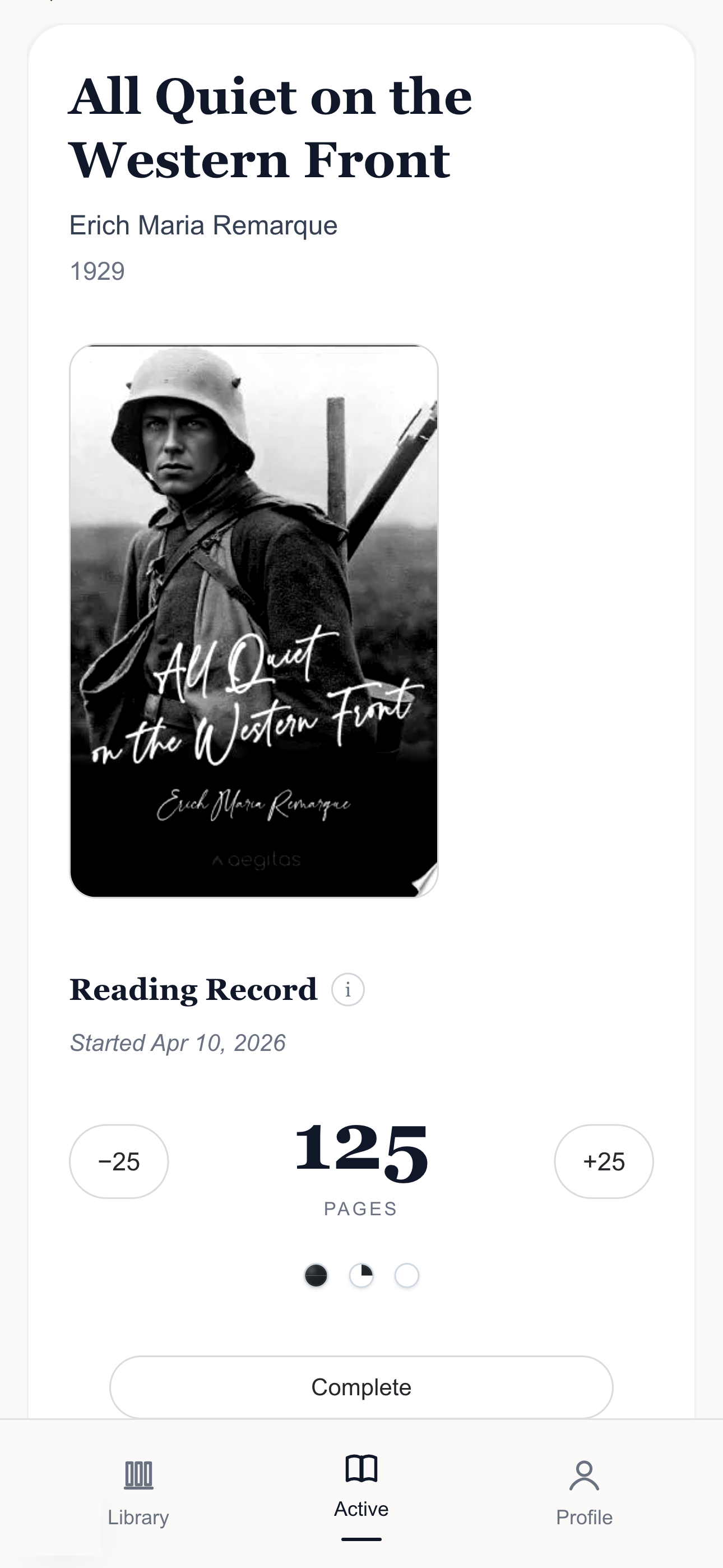 Active reading tracker view